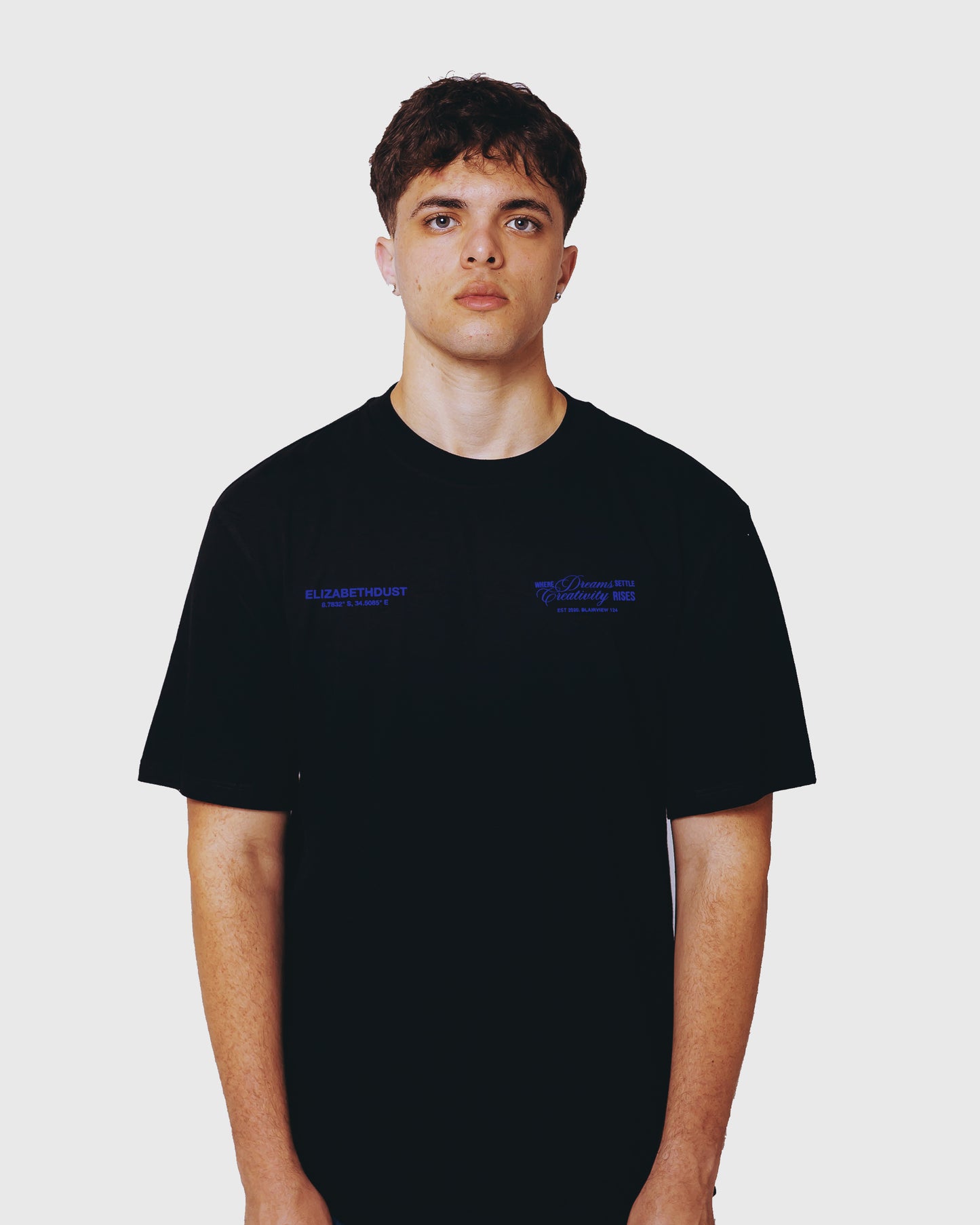 DREAMS REIMAGINED BLACK AND BLUE  BOXY TSHIRT