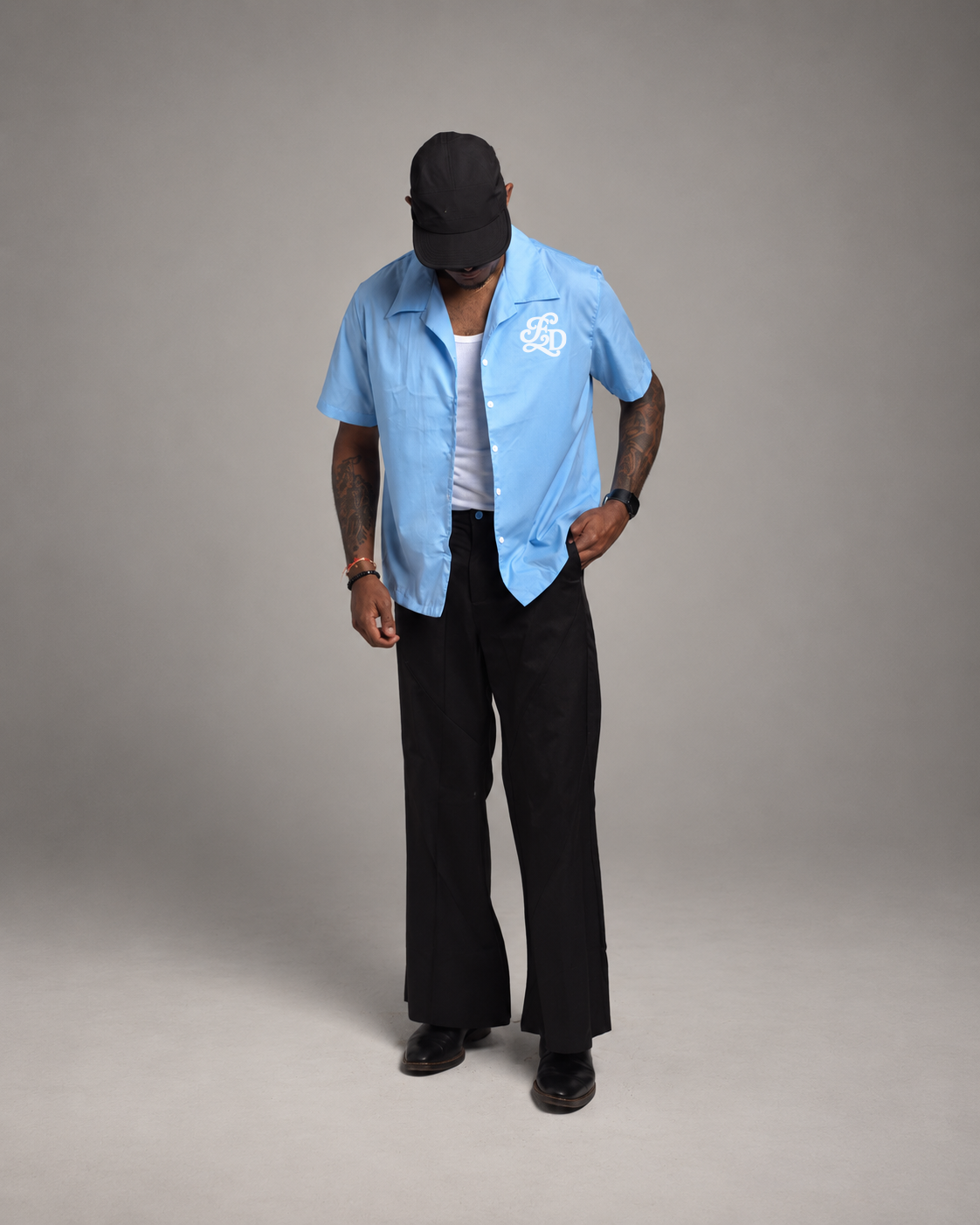ELIZABETHDUST CAMP SHIRT — POWDER BLUE